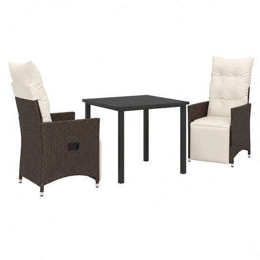 Salon de jardin, en résine tressée, 3 pièces, coloris marron, pour la terrasse ou le jardin