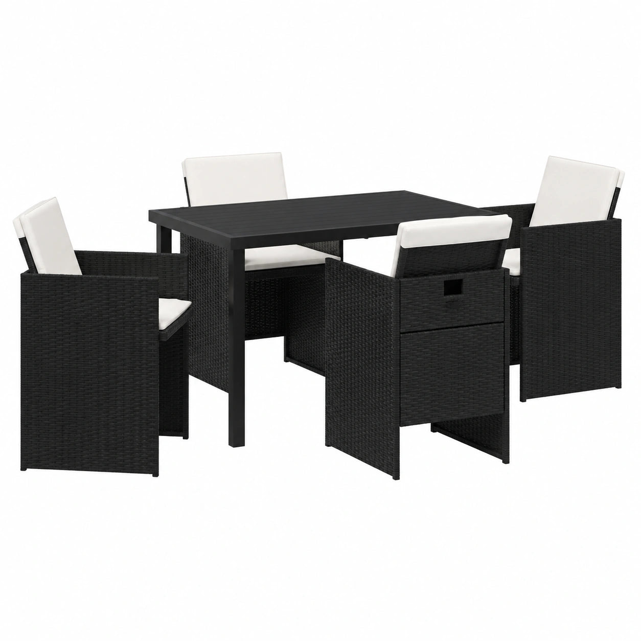 Salon de jardin, en résine tressée, coloris noir, 5 pièces, pour la terrasse ou le jardin