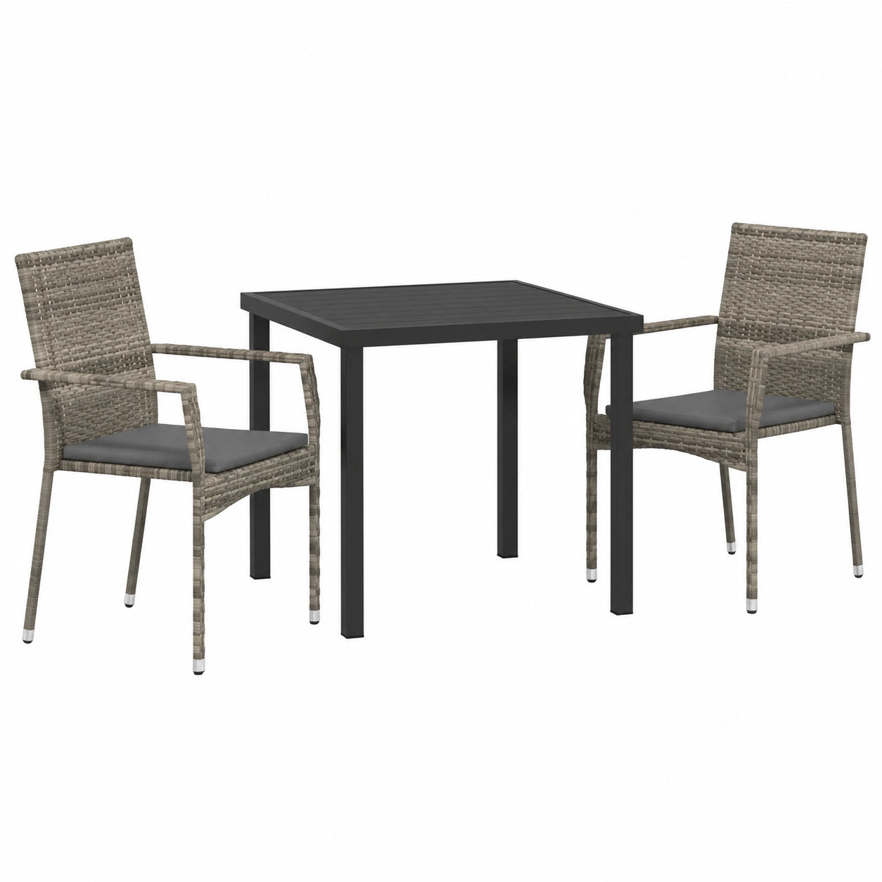 Salon de jardin, en résine tressée, 3 pièces, coloris gris, pour la terrasse ou le jardin