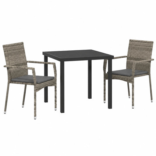 Salon de jardin, en résine tressée, 3 pièces, coloris gris, pour la terrasse ou le jardin
