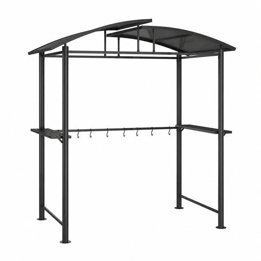 Structure d’ombrage, avec étagères, en acier, coloris anthracite, 210 x 114 x 230 cm, pour la terrasse ou le jardin