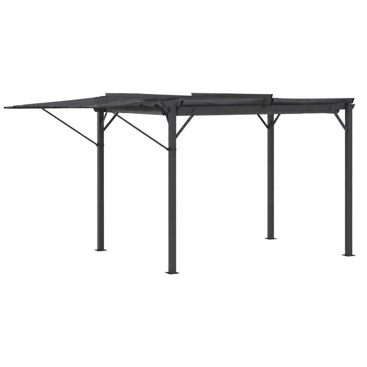 Structure d’ombrage, réglable, coloris gris et anthracite, pour la terrasse ou le jardin