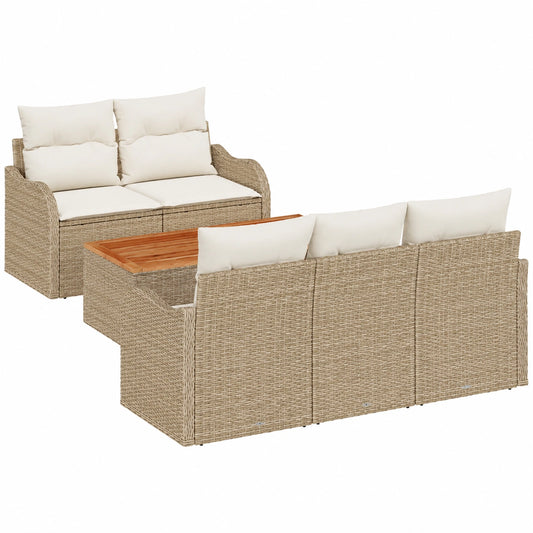 Salon de jardin, modulable, en résine tressée, 6 pièces, coloris beige, pour la terrasse ou le jardin