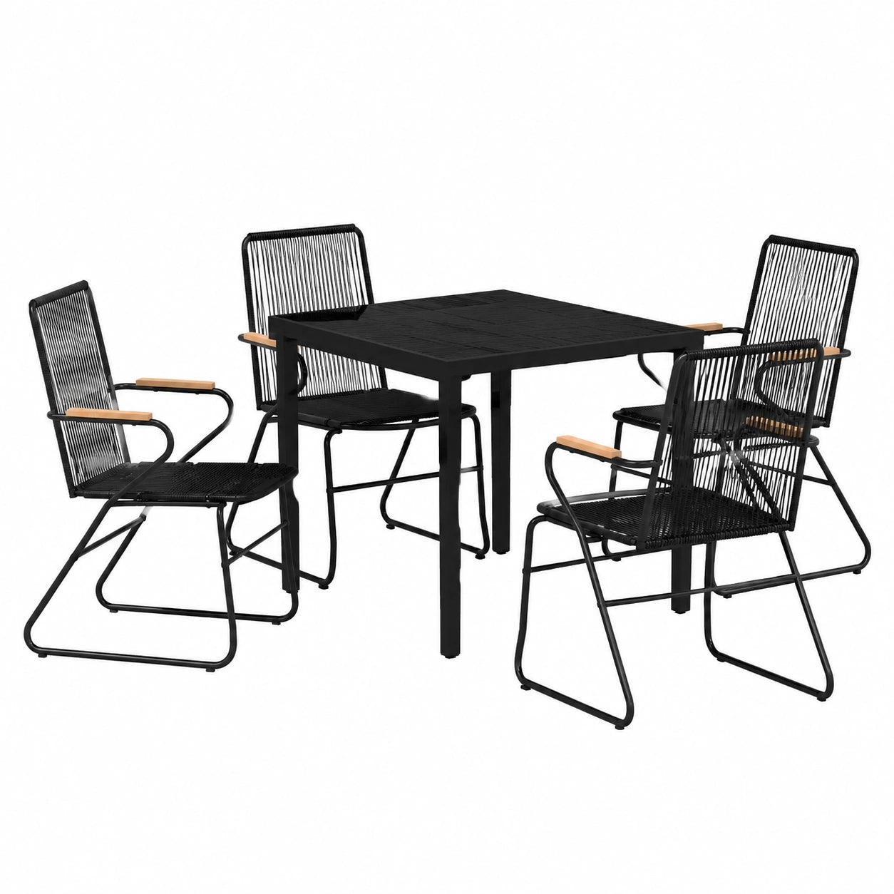 Salon de jardin, coloris noir, 5 pièces, pour la terrasse ou le jardin