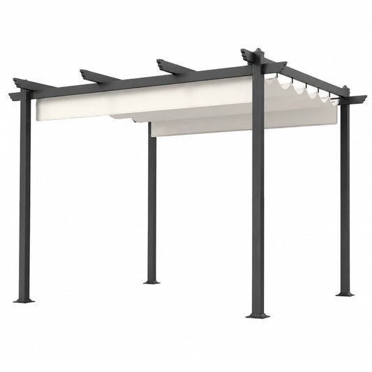 Structure d’ombrage, en aluminium, coloris blanc, pour la terrasse ou le jardin