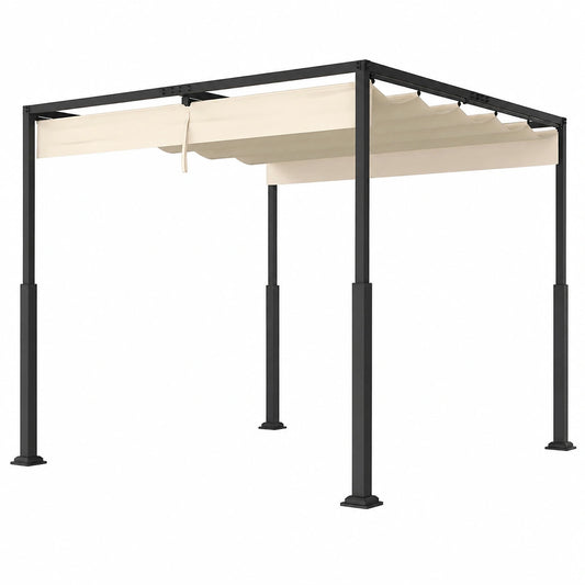 Structure d’ombrage, réglable, coloris beige, pour la terrasse ou le jardin