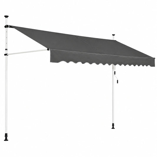 Store banne, réglable, coloris gris, pour la terrasse ou le balcon