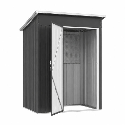 Abri de jardin, avec portes, en acier inoxydable, 138 x 75 x 162 cm, pour le jardin