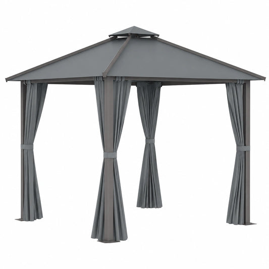 Structure d’ombrage, en aluminium, coloris gris, pour la terrasse ou le jardin