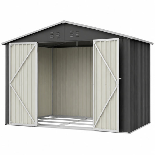 Abri de jardin, en acier, coloris gris, 300 x 252 cm, pour le jardin