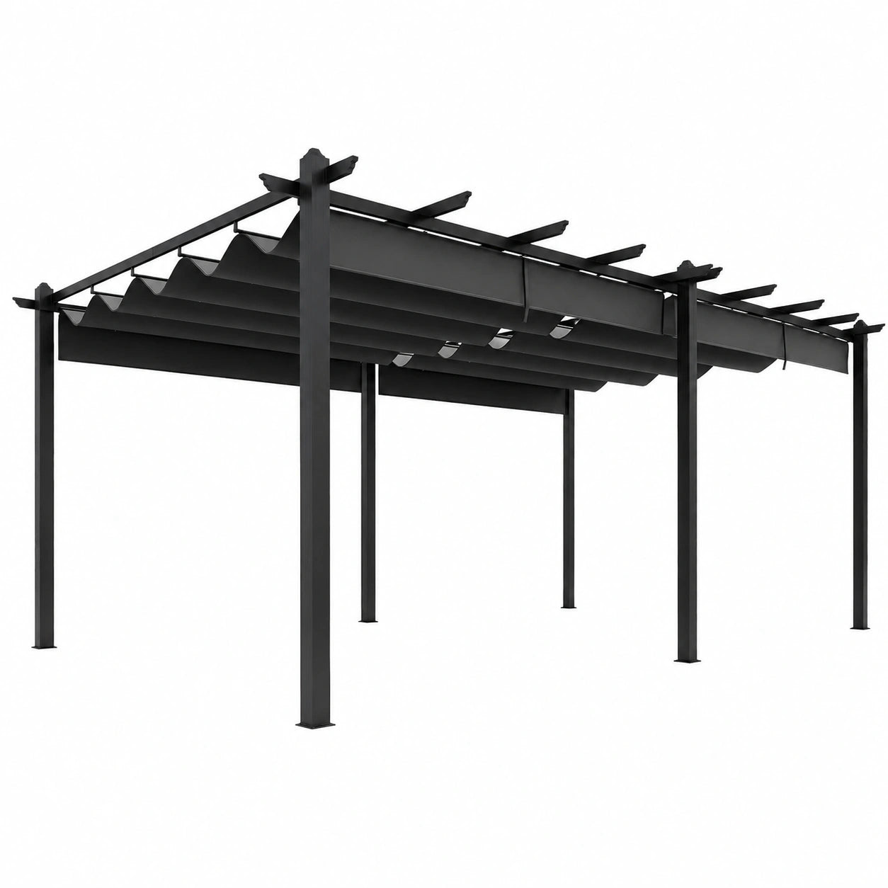 Structure d’ombrage, en aluminium, coloris gris, pour la terrasse ou le jardin