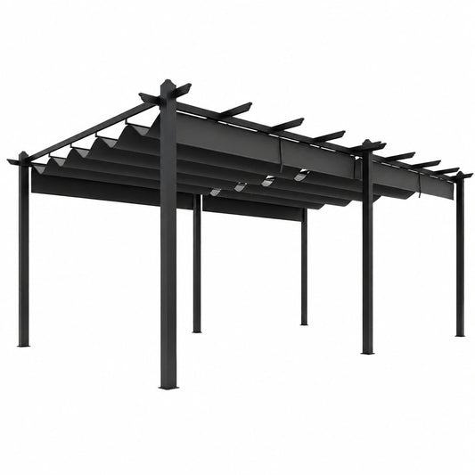 Structure d’ombrage, en aluminium, coloris gris, pour la terrasse ou le jardin