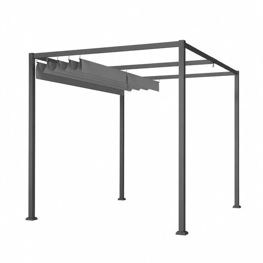 Structure d’ombrage, en métal, coloris gris, pour la terrasse ou le jardin