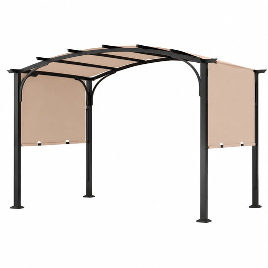 Structure d’ombrage, en métal, 305 x 242 cm, coloris beige, pour la terrasse ou le jardin