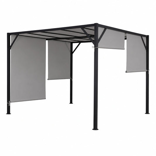 Structure d’ombrage, en acier, coloris gris, pour la terrasse ou le jardin