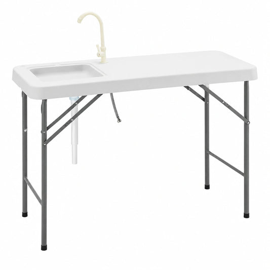 Table, pliable, coloris blanc, 115 x 59 x 94 cm, pour les espaces de vie
