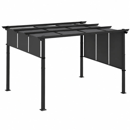 Structure d’ombrage, en acier, coloris noir et gris, pour la terrasse ou le jardin