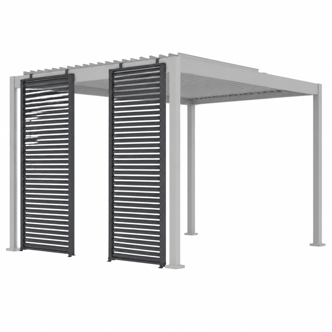 Structure d’ombrage, modulable, coloris gris et anthracite, pour la terrasse ou le jardin