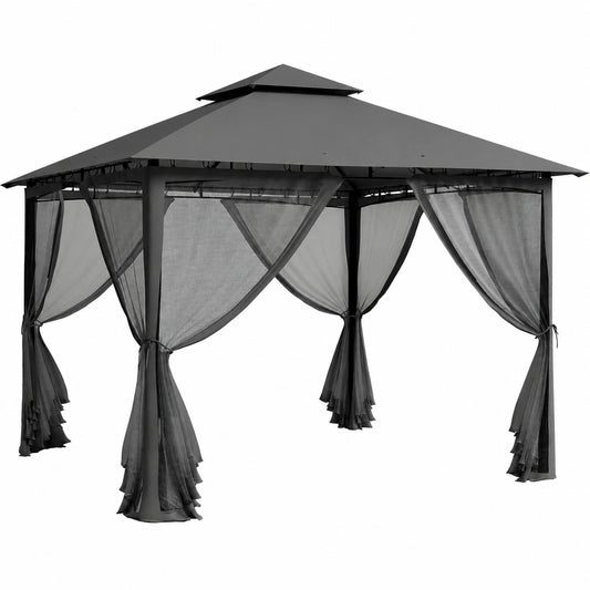 Structure d’ombrage, en métal, coloris gris, pour la terrasse ou le jardin